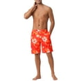 thumbnail image 2 of INSPIRE CHIC Men's Tropical Floral Print Elastic Waist Drawstring Hawaiian Summer Beach Swim Shorts 28 Red, 2 of 5