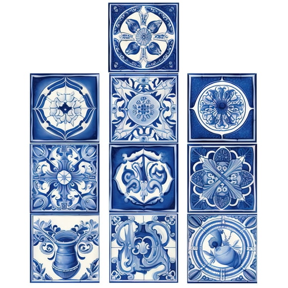 10pcs Floor Tile Sticker 20cm Stick And Peel Flooring Moroccan Theme Tile Decal Accessory