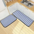 thumbnail image 7 of GZHJMY Blue and White Checkered Kitchen Mat - Cushioned Anti Fatigue Kitchen Rug Set of 2, Non Slip Waterproof Kitchen Mats for Kitchen, Laundry, Sink, Office 19.7"×27.6"+19.7"×47.2" Carpet Runner, 7 of 7