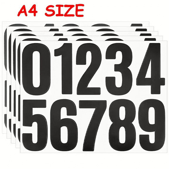 NAISHIER Black Vinyl Numbers 4 Inch, 0-9 | Weatherproof Mailbox Numbers, House Numbers for Outside | Large Number Sticker Decals for Address, Door, Vehicle, 8 Sets