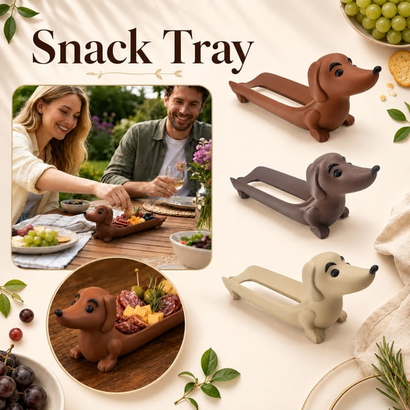 Dachshund Puppy Tray for Feeding and Training, Novelty Pet Food Dish and Organizer for Small Dogs, Decorative and Functional Pet Accessory, 1Pack Brown