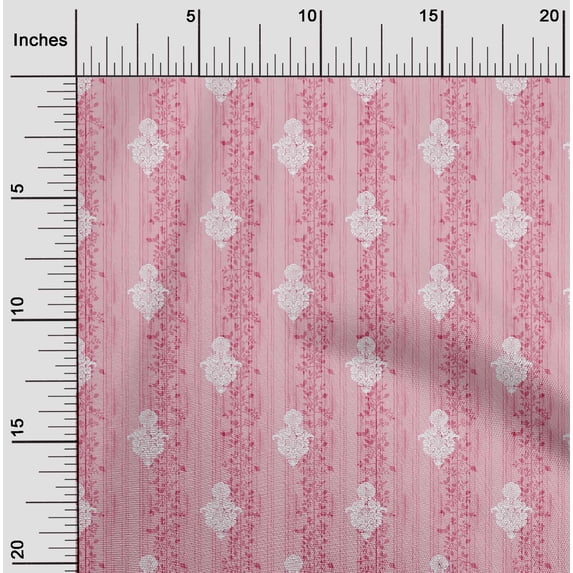 oneOone Polyester Lycra Light Pink Fabric Stripe|Leaves & Floral Block Sewing Fabric By The Yard Printed Diy Clothing Sewing Supplies 56 Inch Wide