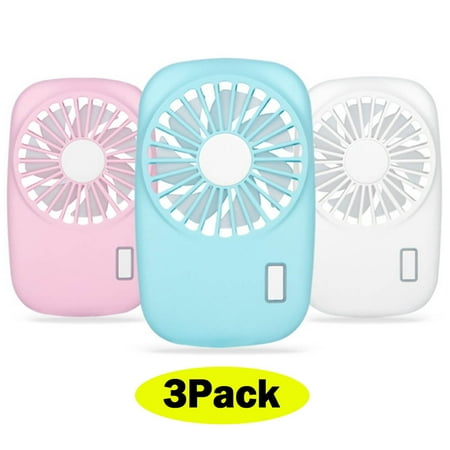 

3 Pack Handheld Fan Mini Portable Fan Powerful Personal Fans Speed Adjustable Battery Operated USB Rechargeable Eyelash Fan for Kids Women Men Indoor Outdoor Travel Cooling(Pink+White+Blue)