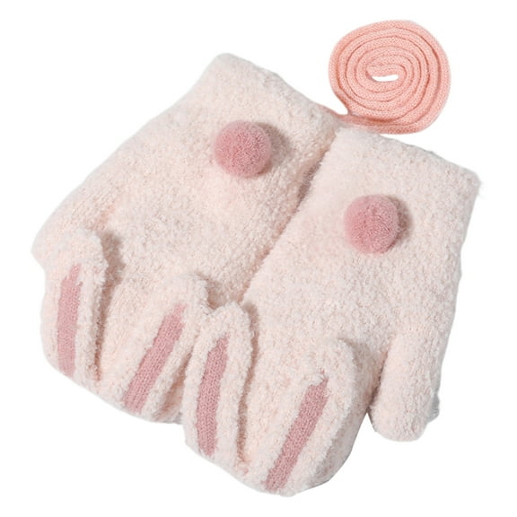 YWOAGH Kids Gloves & Mittens Winter Gloves Toddler Soft Warm Wool Knit Thermal Gloves for Children Pink 2-6 Years