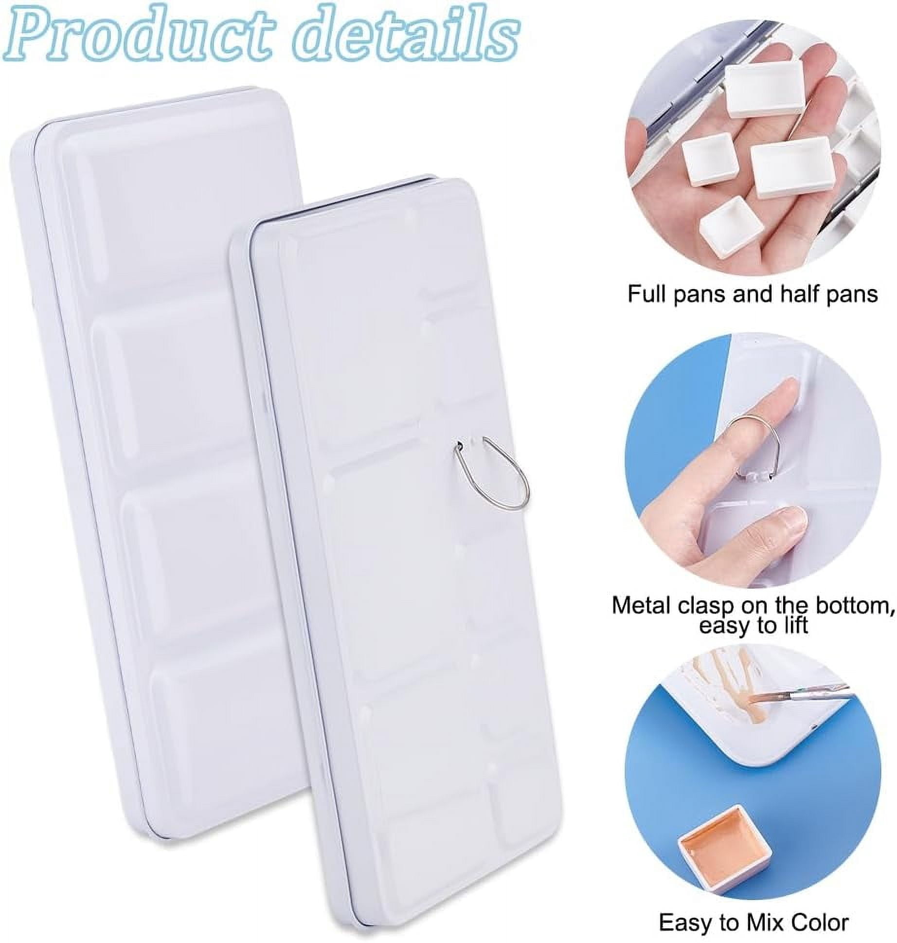 PH Large Watercolor Palette Box Metal Paint Tin with 42pcs 2ml Pans/24pcs 3.2ml Pans Empty Watercolor Tins Palette Paint Case for Artist Student Painting Supplies 4.49x8.9x0.93inch White