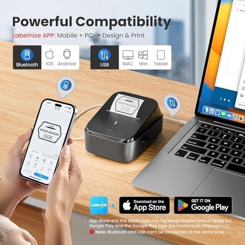 PM260 Label Maker Machine with Tape, 2 Inch Label Tape Maker Bluetooth Label Printer, Inkless Portable Label Maker with Smart AI APP for Home, Kitchen, School, Office Organization, Black