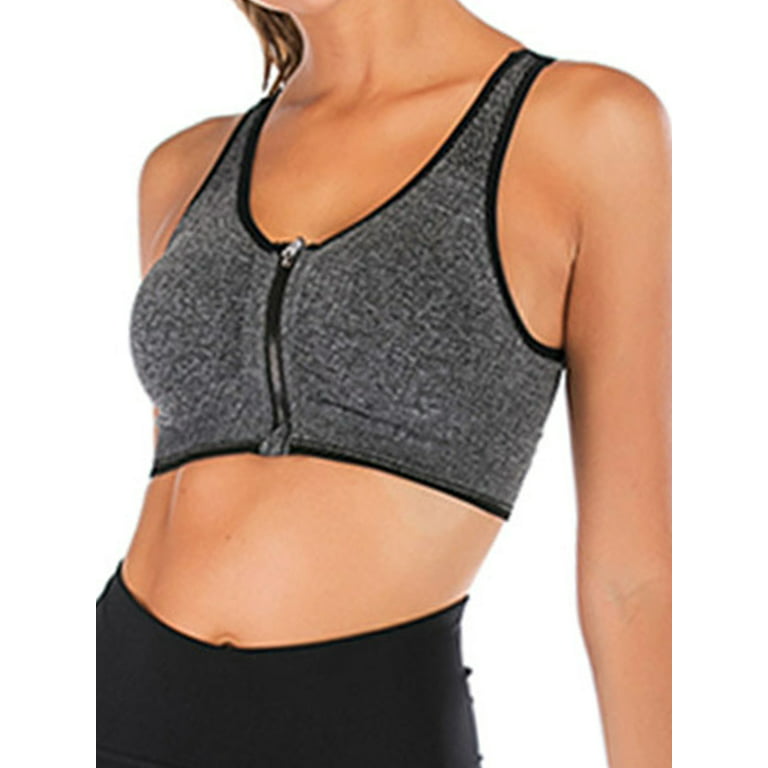 FUTATA Women's Front Zipper Sports Bras High Impact Support Padded  Racerback Yoga Running Gym Workout Bras Tops,Size S-2XL 