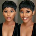 thumbnail image 2 of Peluca estilo europeo y americano moda cabello corto mujeres estilo africano cabello corto negro, 2 of 4