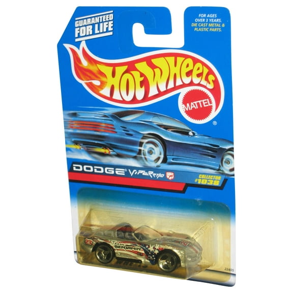 Hot Wheels Dodge Viper RT/10 (1998) Silver Collector Toy Car #1038 - (Plastic Yellow Tint)