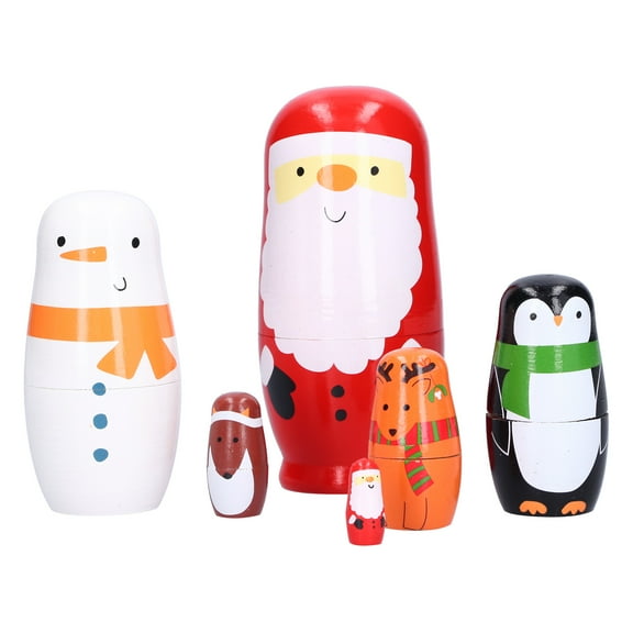Ailao 6Pcs Russian Nesting Dolls Gift Wooden Painted Art Crafts Cartoon Ornament for Home Decoration,Nesting Doll,Festive Gift