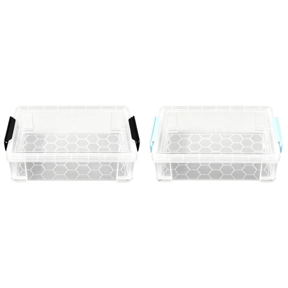 2 Pack Extra Large Pencil Box, Plastic Pencil Case Crayon Box, Clear Marker Organizer Plastic Containers with Lid, Stackable Storage Boxes for Art Craft,Pen,Back To Classroom Teacher Supplies