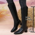 thumbnail image 2 of Knee High Boots Women Square Toe Leather Tall Boots Block Heel Fall Winter Casual Dress Back Zipper Mid Calf Boots Black 8.5, 2 of 8