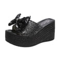 thumbnail image 2 of Sandalias Mujer Casual Peep Toe High Chunky Wedge Heels Shoes Lentejuelas Bow Slippers Wmkox8yii  ytu4340, 2 of 8