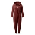 thumbnail image 2 of Mchoice Winter Warm Pajamas for Women Fleece Onesie Cute Long Sleeve Hooded Jumpsuit Nightgown Soft Sleepwear Onesie Pajamas for Women on Clearance, 2 of 5