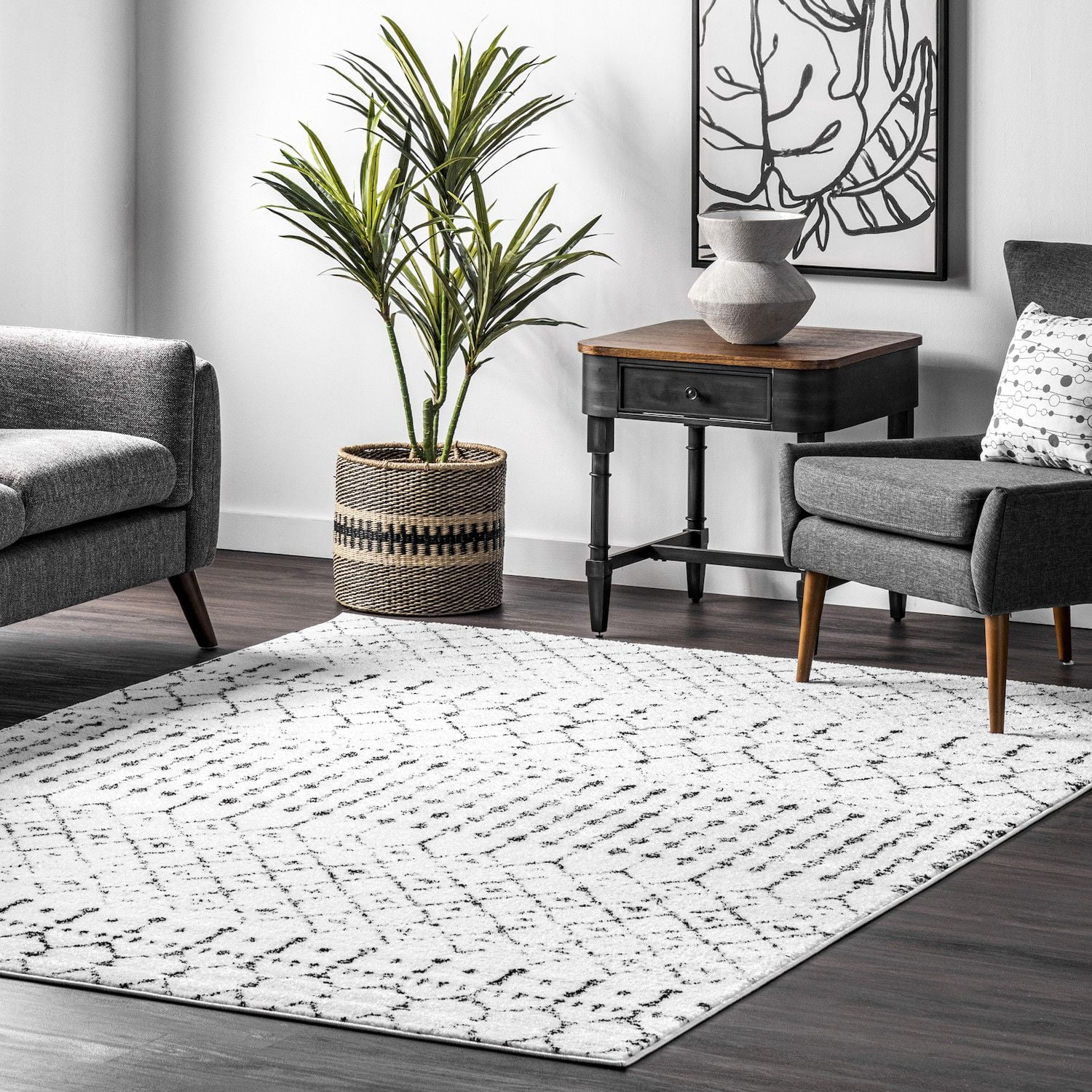 nuLOOM Moroccan Blythe Area Rug, 4' Square, Black
