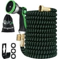 thumbnail image 2 of Expandable Garden Hose Set 50 FT,Strength Fabric 3750D,6 Latex Layers, 3/4" Solid Brass Fittings,10 Way Durable Zinc Water Spray Nozzle with Storage Bag, 2 of 8