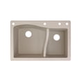 thumbnail image 1 of Transolid Aversa SilQ Granite 33-in. Drop-in Kitchen Sink with 4 BADE Faucet Holes in Cafe Latte, 1 of 7