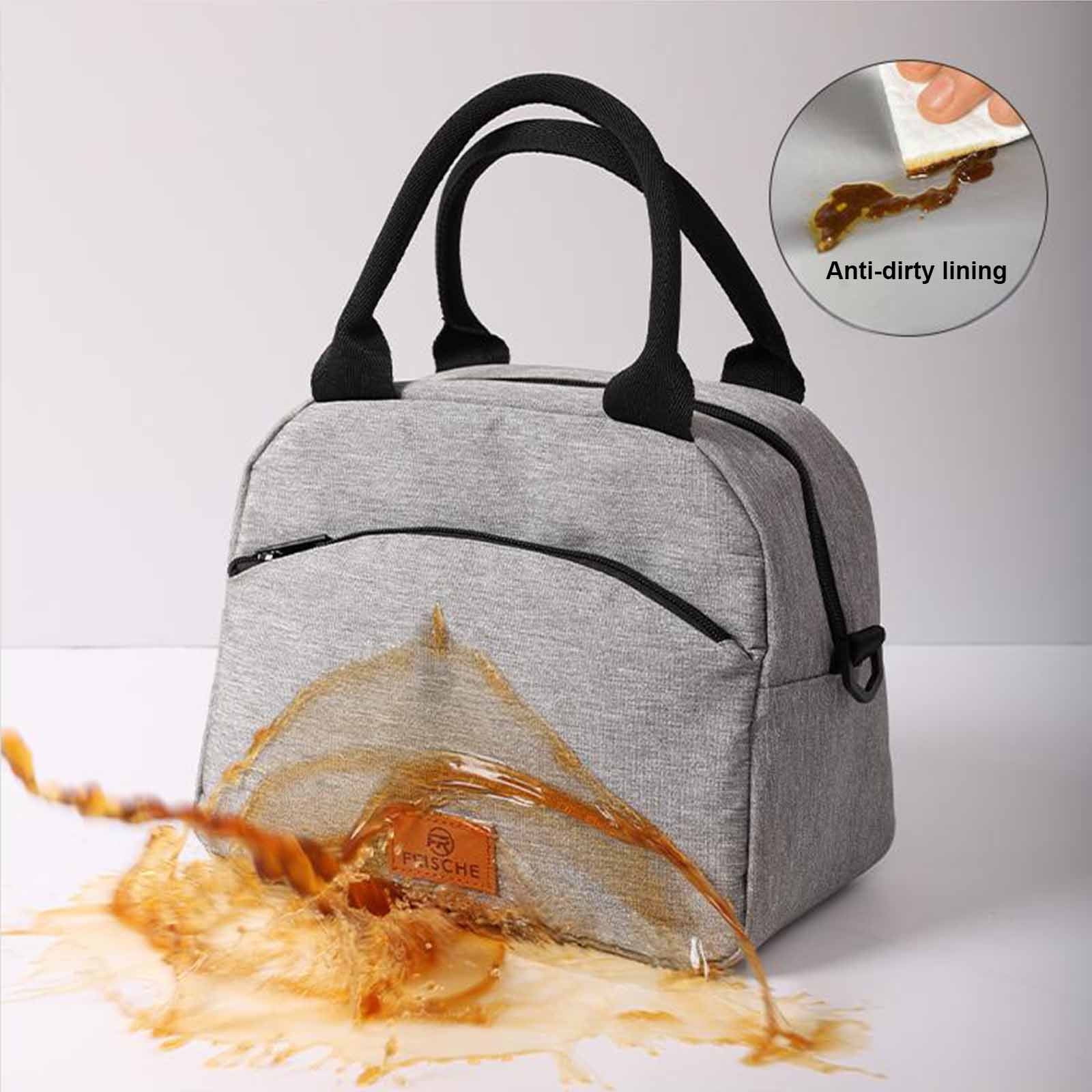 SCNOR Lunch Bag for Women and Men,Insulated Lunch Tote,Stitch Bento Bags,Oxford cloth,Gray