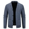 thumbnail image 2 of Cavosen Men's Knit Cardigan Sweater Lapel Long Sleeve Button Down Coat with Pockets Solid Color Versatile Fall Clothes, 2 of 5