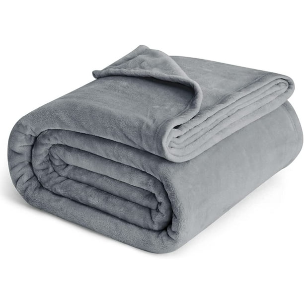 Bedsure Fleece Bed Blankets Queen Size Grey - Soft Lightweight Plush ...