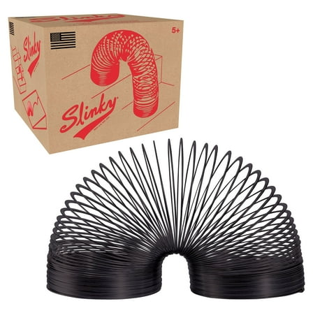 Just Play Collector’s Slinky The Original Walking Spring Toy, Black Metal Slinky, Toys for 3 Year Old Girls and Boys, Party Favors, Fidget Toys, Preschool Ages 5 up