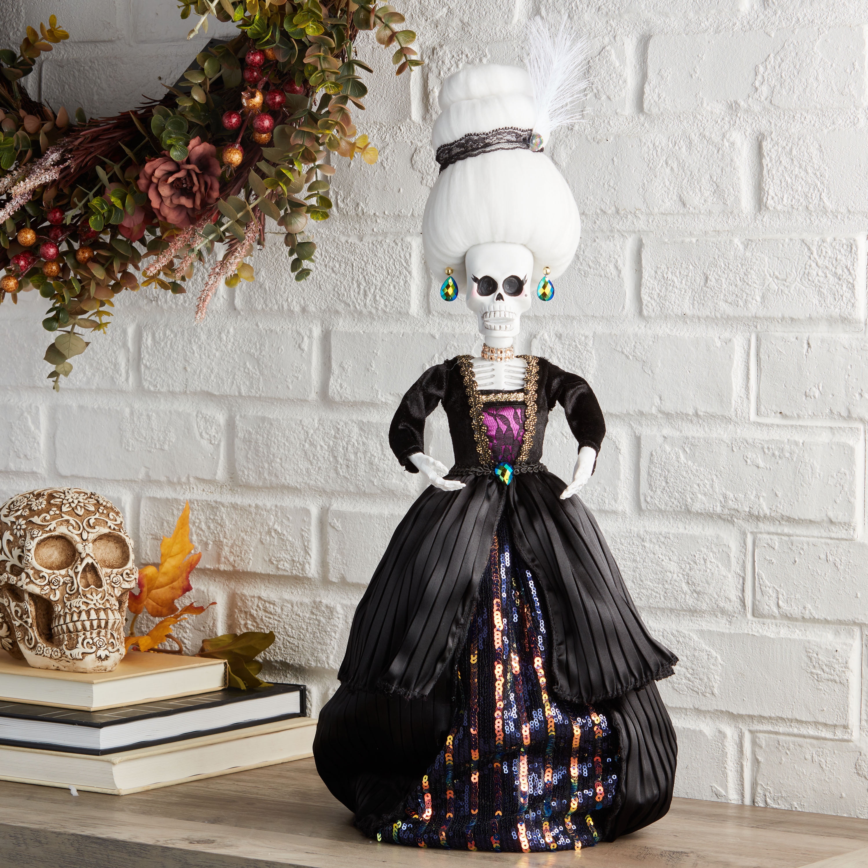 Way to Celebrate Halloween Fancy Dressed Skeleton Figurine
