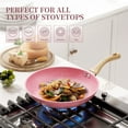 thumbnail image 3 of Innerwell 11 Inch Pink Nonstick Frying Pan Skillet Bakelite Handle Saute Granite Cookware Fits Various Stoves, 3 of 6