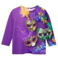 thumbnail image 4 of Spazoro Kids Child Girls Casual T-Shirts Tee, Fashion Crew Neck 3/4 Sleeve Summer Mardi Gras Print Loose Tops Trousers for Girls Multicolor Size 3-4 T, 4 of 5