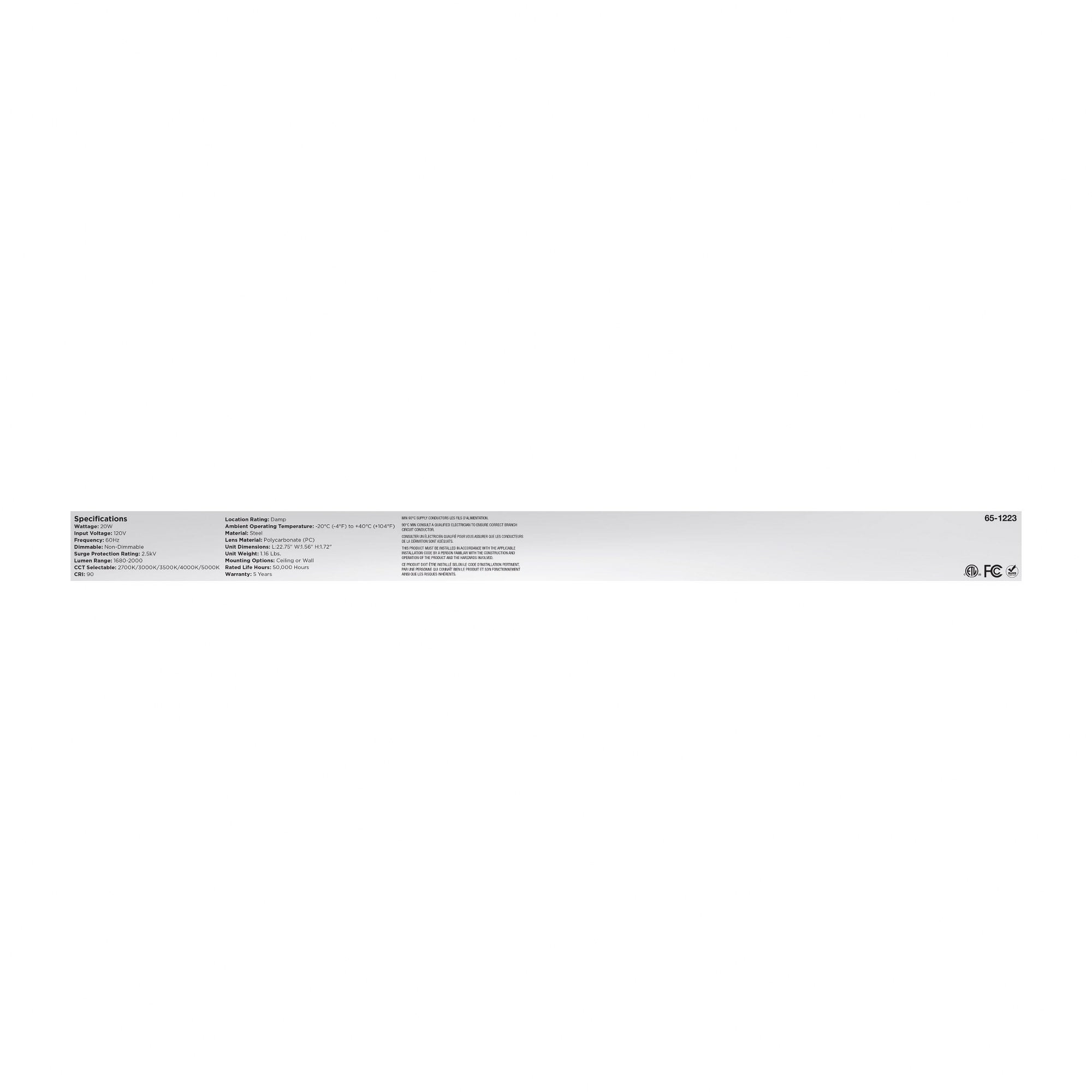 Nuvo 2' Led Cct Strip Fixture 65/1223