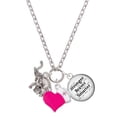 thumbnail image 1 of Delight Jewelry Silvertone Elephant with Baby - Hot Pink Heart Nurse Strong Zoe Necklace, 1 of 4