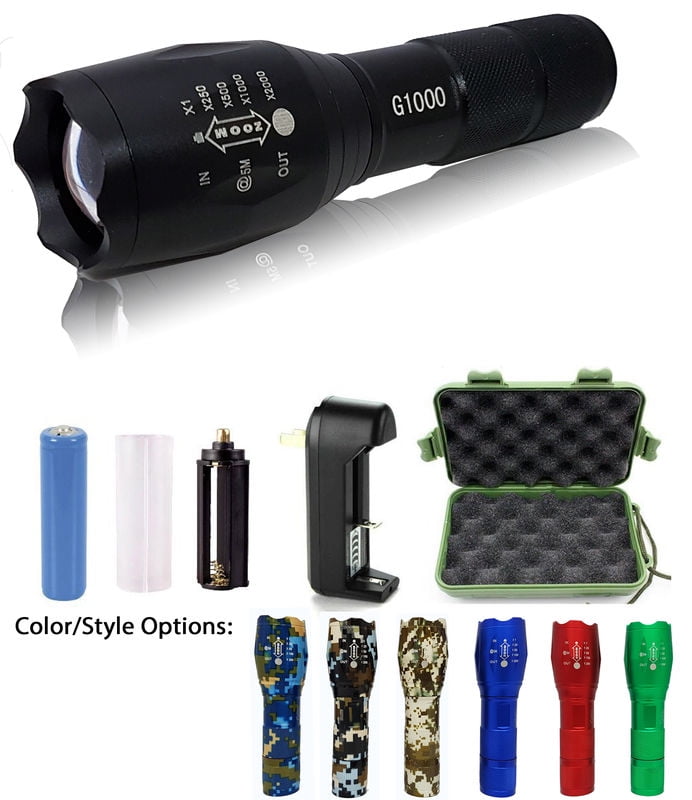 2PC High Powered Torch Zoomable Super Bright LED Flashlight Military Work Light 