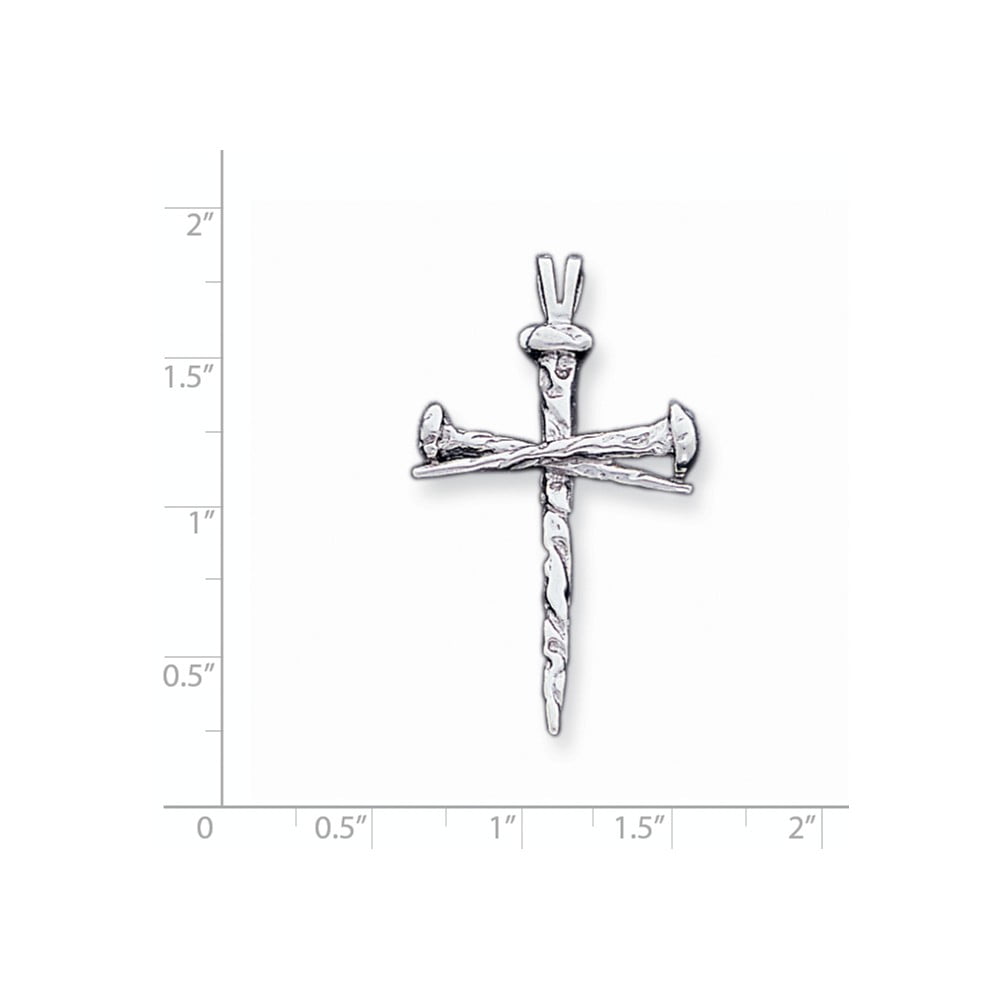 14k White Gold Nail Cross Charm Pendant