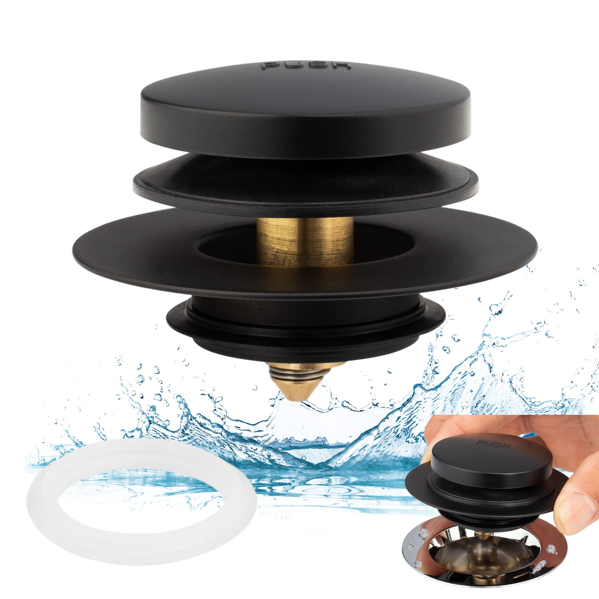 Universal Tip Toe Bath Drain Stopper and Cover, Bathtub Drain Stopper, Replaces Lift and Turn