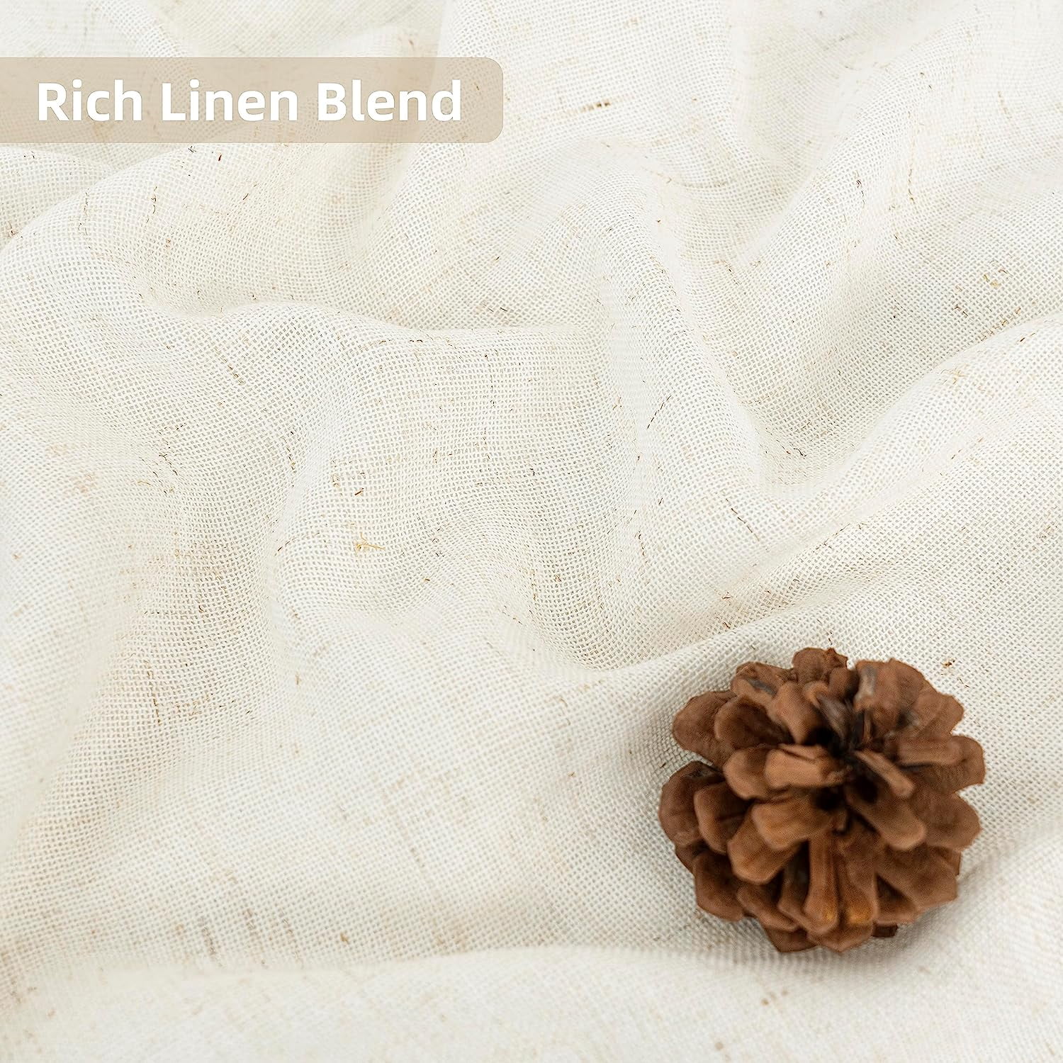 DriftAway Pinch Pleat Kitchen Curtains Linen Textured Short Curtains for Small Window Bathroom Laundry Room 2 Panels Cafe Curtains Back Tabs Solid Farmhouse Rustic Curtains 30 x 36 Inches Light Linen