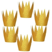 HINTRMENT Golden Party Hat Crowns 6Pcs for Birthday Party 2.56 x 3.54 x 3.54in