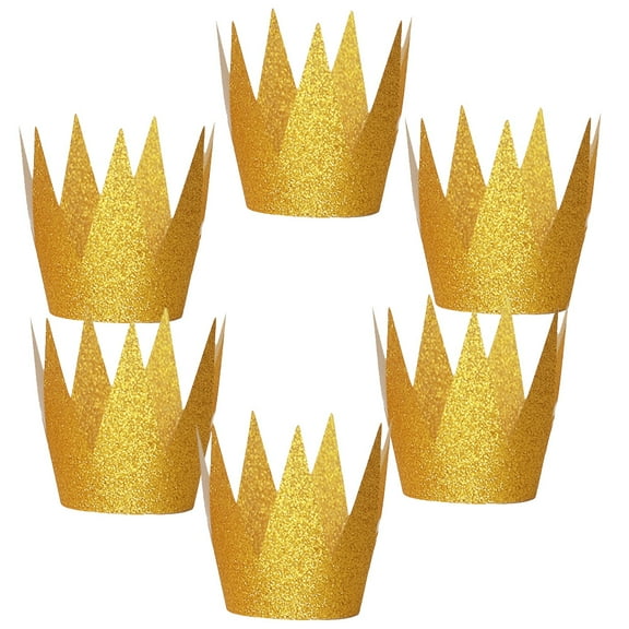 HINTRMENT Golden Party Hat Crowns 6Pcs for Birthday Party 2.56 x 3.54 x 3.54in