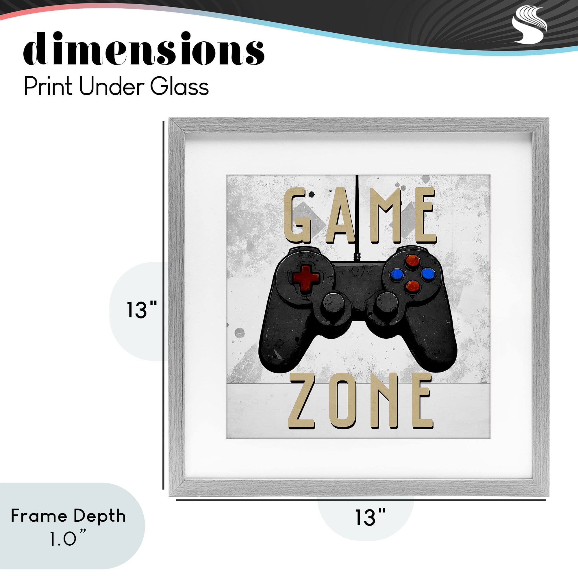 Stupell Industries Game Zone Control Gray Framed Print Under Glass, design by Kim Allen