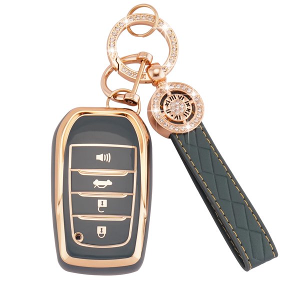 for Toyota Key Fob Cover with Keychain, 4 Buttons TPU Key Shell Compatible with 2019-2024 Venza, RAV4, Land Cruiser, Grand Highlander, Corolla Cross, Tundra, Crown Key Fob Case