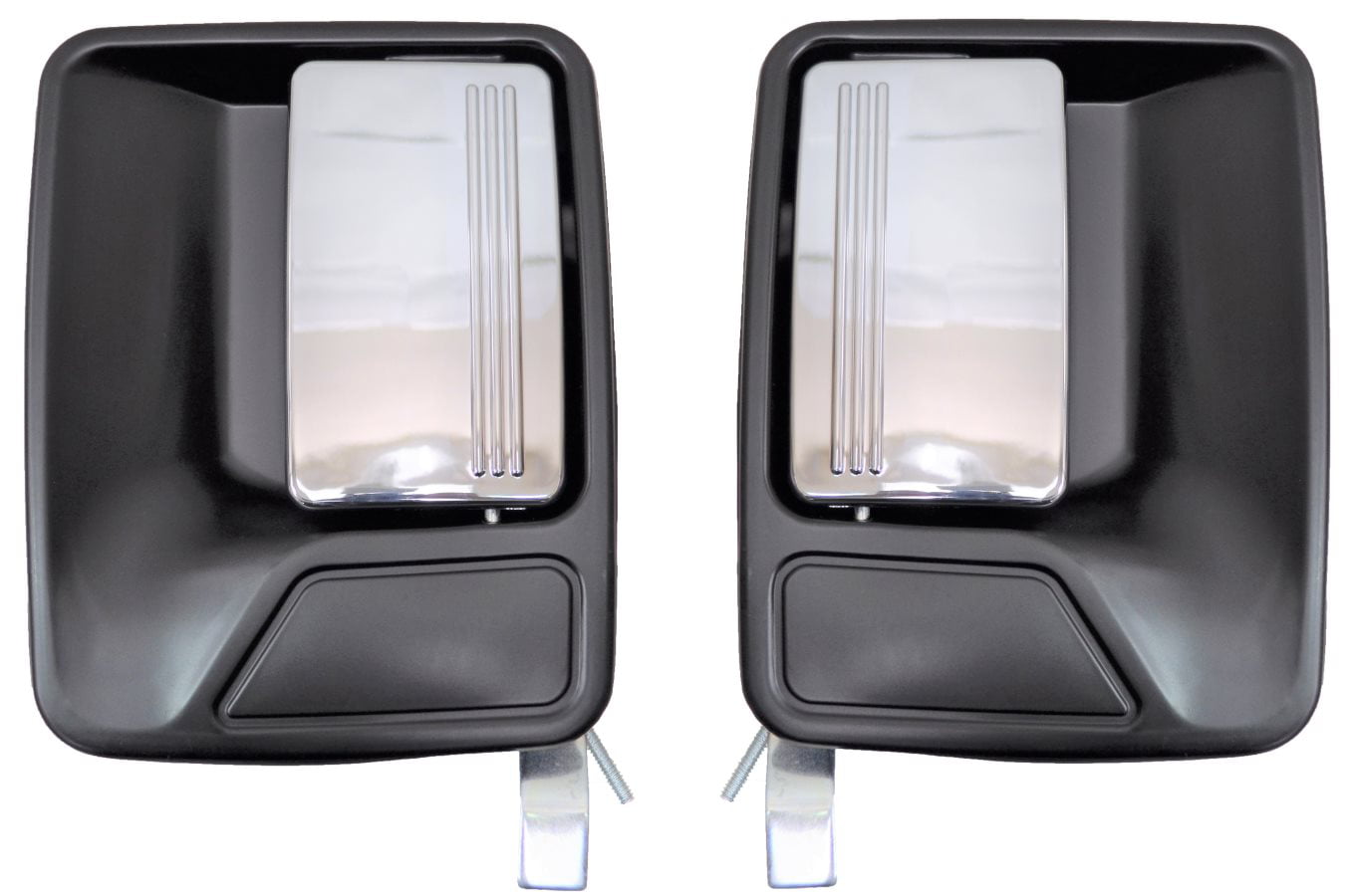 Rear Left/Right Pair Exterior Outer Outside Door Handle Chrome Lever with Black Housing PT Auto Warehouse FO-3524MP-RP