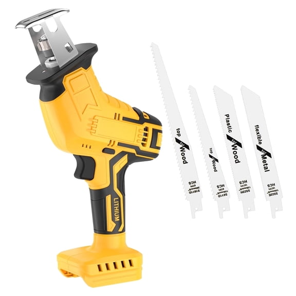 Cordless Reciprocating Saw for Dewalt 20V Battery, 150W Power Brush Reciprocating Saws, 0-3500 SPM Variable Speed, 4 Saw Blades Kit Cutting Tool for Wood Metal PVC (Not Included Battery )