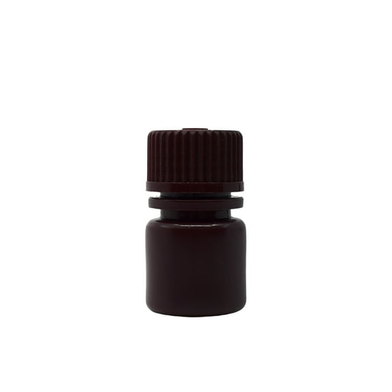 Reagent Bottle, Amber, 8mL - Narrow Mouth with Screw Cap - HDPE - Eisco Labs