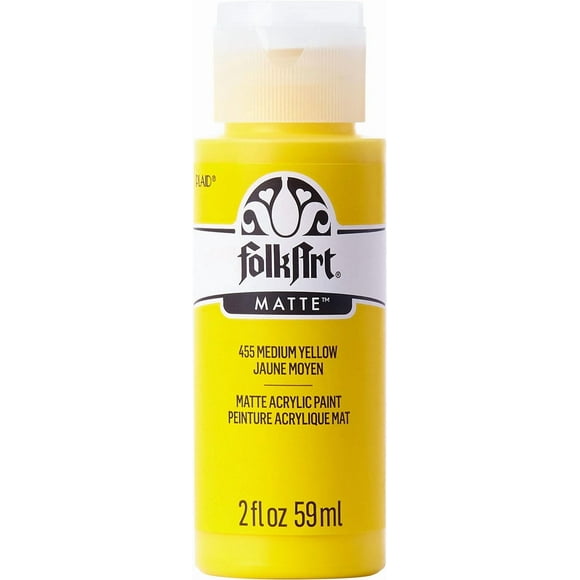 Folkart Acrylic Paint 2 oz Medium Yellow, FolkArt Acrylic Craft Paint