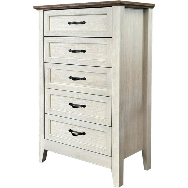Nouvelle Commode Vintage en Bois 2025 à 5 Tiroirs, Commode Haute pour Garde-Robe, Commodes pour Rangement Organisateur de Vêtements, pour Garde-Robe Salon, Chambre d'Enfant, Couloir de Chambre de Bébé