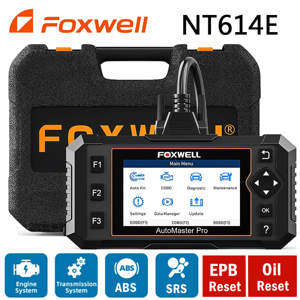 Free Carrying Case NT614 Elite Obd2 Scanner with EPB/Oil Light Reset Check Light Engine Diagnostic Scanner for All Cars FOXWELL Car Scanner Transmission ABS Engine Airbag Diagnostic Scan Tool 