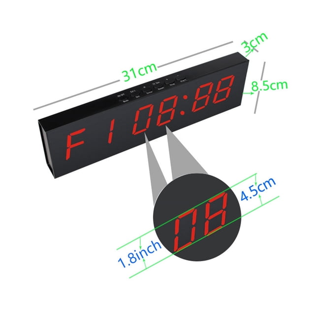 1.8" 6 Digits LED Interval Timer Count Down/Up Clock Stopwatch Workout Timer For Garage Home Gym Sport Training ,Versatile Applications