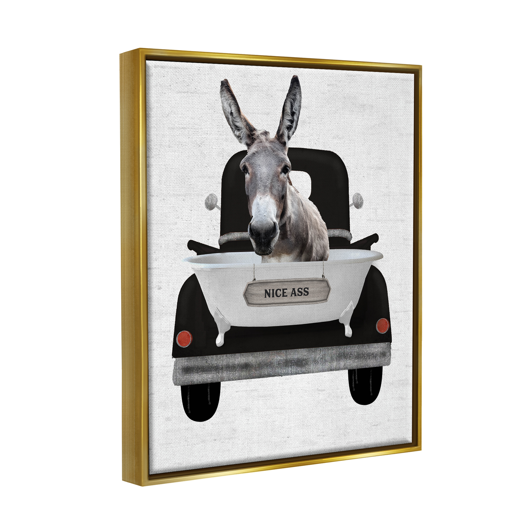 Stupell Industries Nice A** Donkey Phrase Animals & Insects Painting Gold Floater Framed Art Print Wall Art, 25 x 31