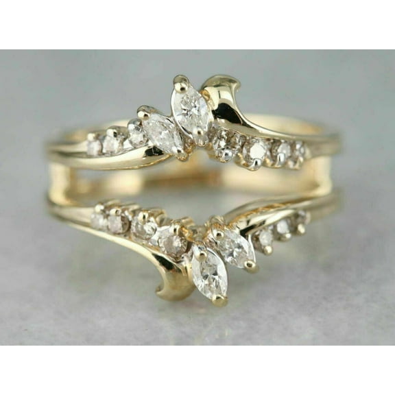 2 Ct Lab Created Diamond Solitaire Women Enhancer Guard Ring 14k Yellow Gold Over