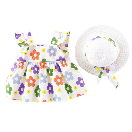 

Chaoren Dress Skin-friendly Anti-deform Cotton Sleeveless Baby Dress with Hat for Home