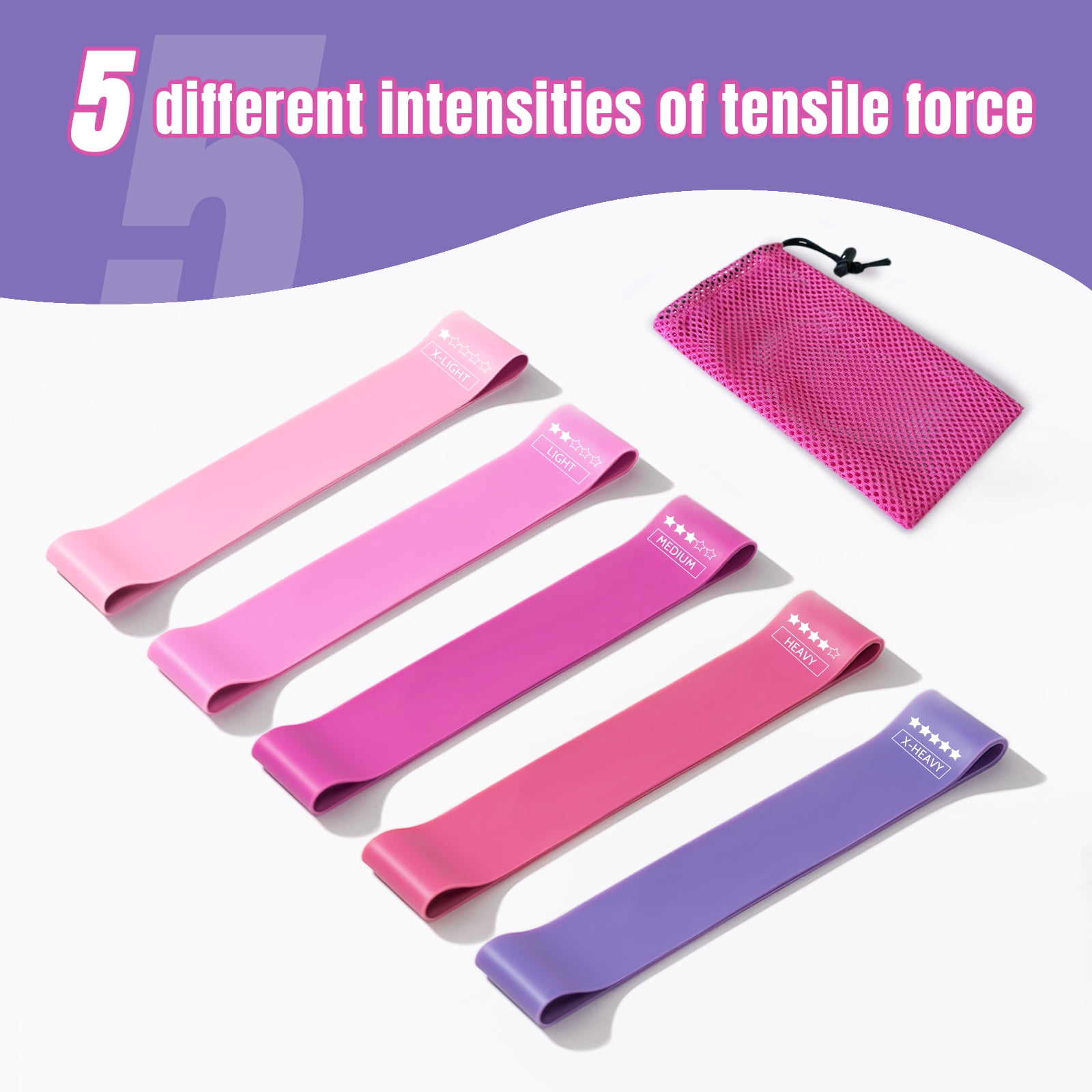 Lockways Resistance Bands Loop Set of 6 Exercise Bands Non-Slip Resistance Bands for Fitness Physical Pilates Yoga with Carry Bags