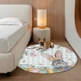 thumbnail image 3 of Easter Round Area Rug 5ft, Spring Rabbit Colorful Eggs Tree Blue White Plaid Washable Non-Slip Circle Rugs for Bedroom Living Room Kitchen, Soft Low Pile Carpet for Dining Room Playroom Nursery, 3 of 9
